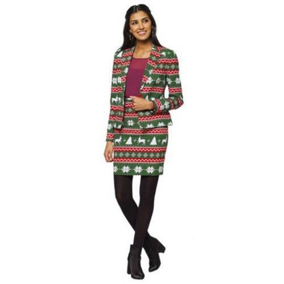 Opposuit Womans Suit Festive Girl Jacket Skirt Size 4 Christmas Holiday New - Picture 5 of 13